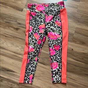 NWT Lularoe Rise Leggings with Pink Floral and Leopard Print - Size 1X